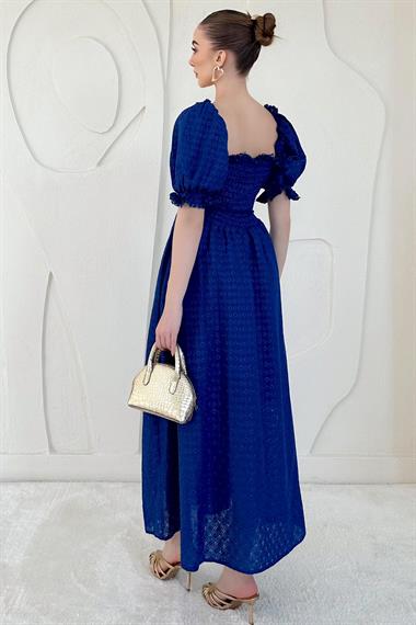 Lacivert Gipeli Astarlı Fisto Elbise