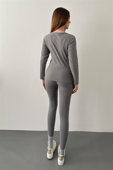 Gri Thermo Fit Termal Takım