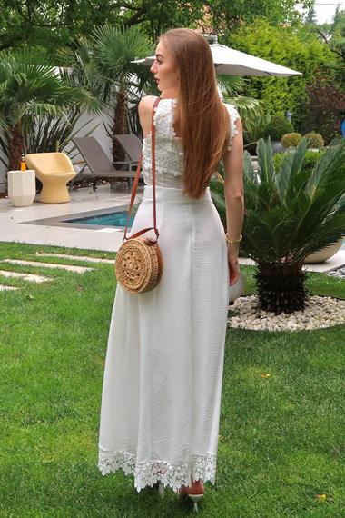 Guipure Crop Skirt Set