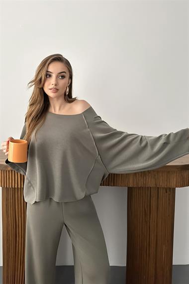 Haki Oversize Kalıp Modal Takım