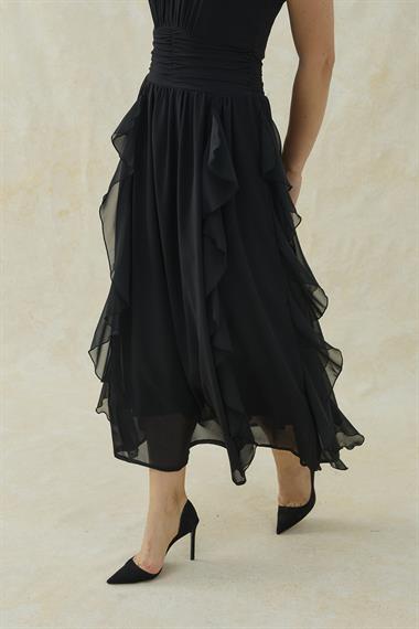 Siyah Halter Yaka Astarlı Elbise