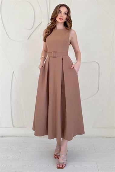 Vizon Halter Yaka Kloş Elbise