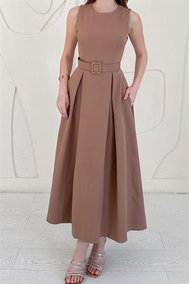 Vizon Halter Yaka Kloş Elbise
