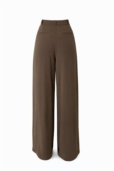 Kahverengi Pileli Comfort Pantolon