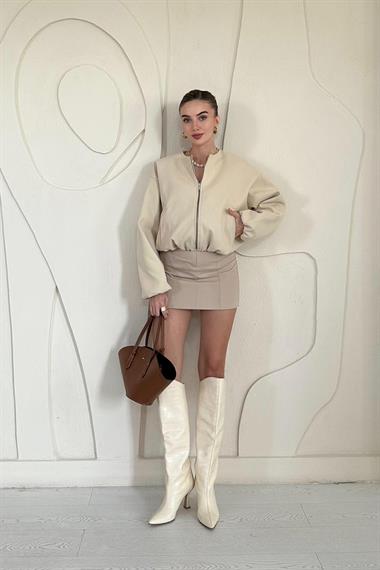 Womens Bomber Jacket Beige