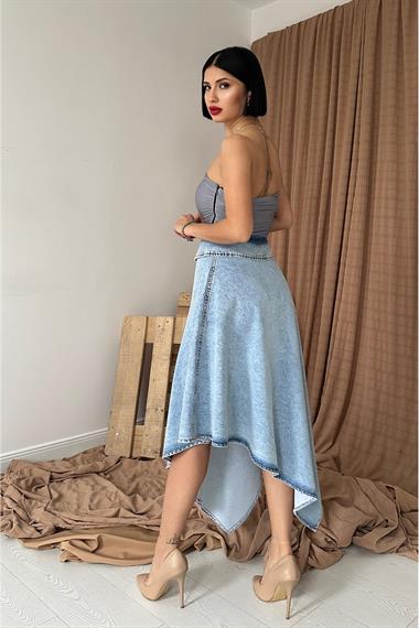 Kemer Detaylı Kot Etek