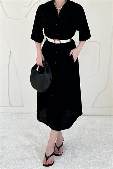 Siyah Kemerli Elbise