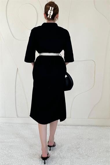 Siyah Kemerli Elbise