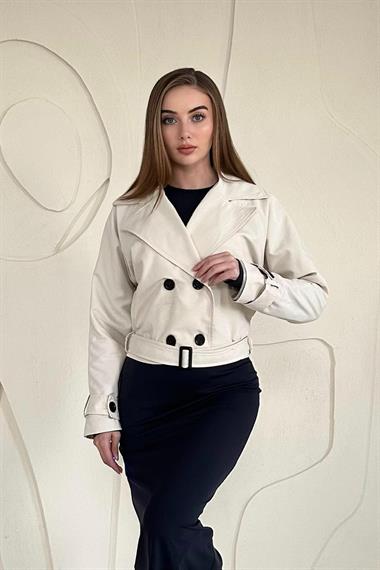 Vizon Kemerli Kısa Trençkot