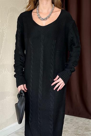 Siyah Triko Kazak Elbise