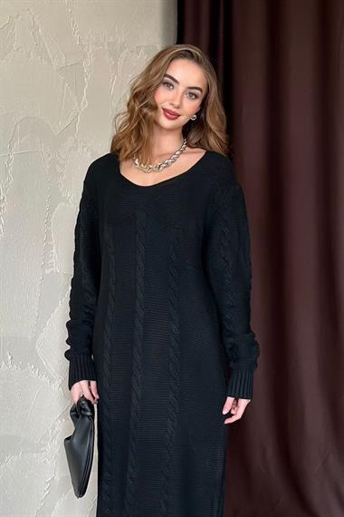 Siyah Triko Kazak Elbise