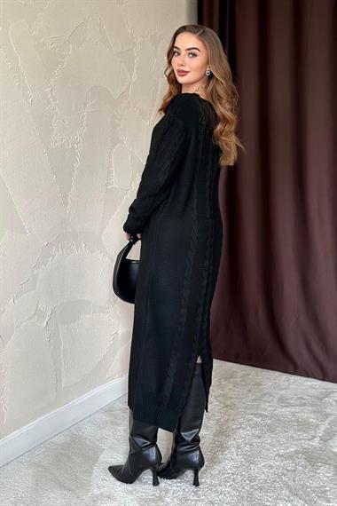 Siyah Triko Kazak Elbise