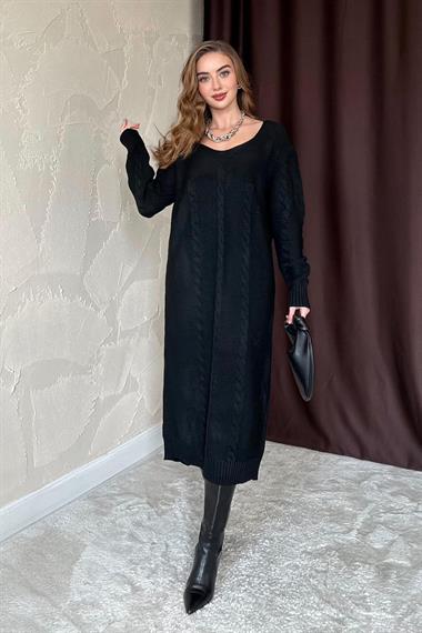 Siyah Triko Kazak Elbise