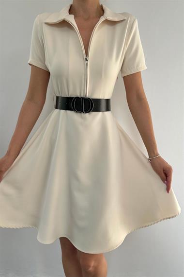 Bej Kemerli Spor Elbise