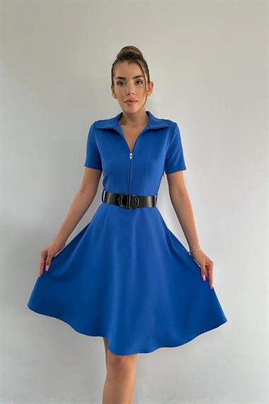 Mavi Kemerli Spor Elbise