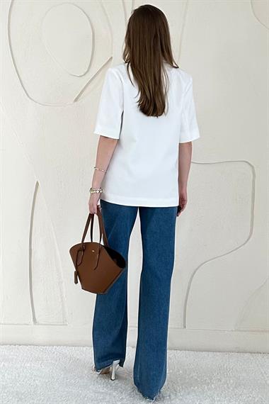 Kısa Kollu Düğmeli Blazer Ceket