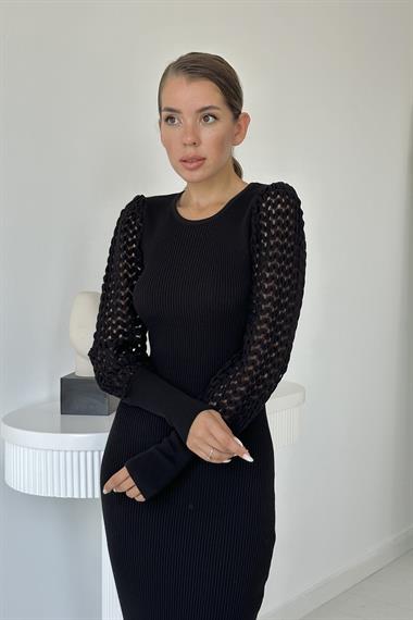 Kolları Örgülü Triko Elbise