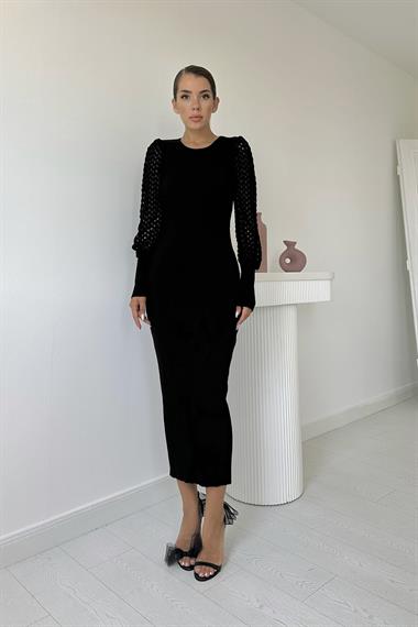 Kolları Örgülü Triko Elbise