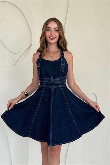 Mavi Kuplu Kısa Kot Elbise