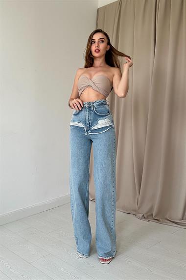 Lazerli Jeans Pantolon