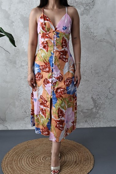 Low-Cut Linen Dress