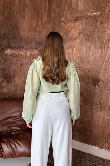 Mint Fırfırlı Bluz