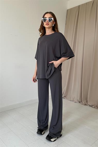 Füme Modal Bluz ve Pantolon Takım