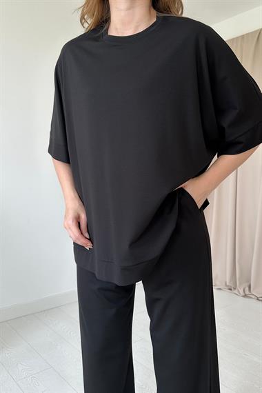 Siyah Modal Bluz ve Pantolon Takım