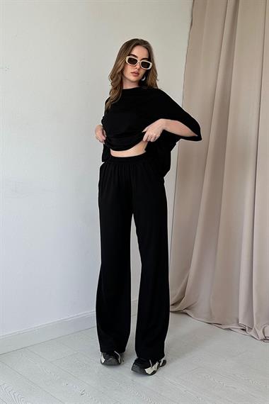 Siyah Modal Bluz ve Pantolon Takım