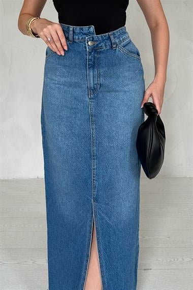 Önü Yırtmaçlı Yüksek Bel Etek