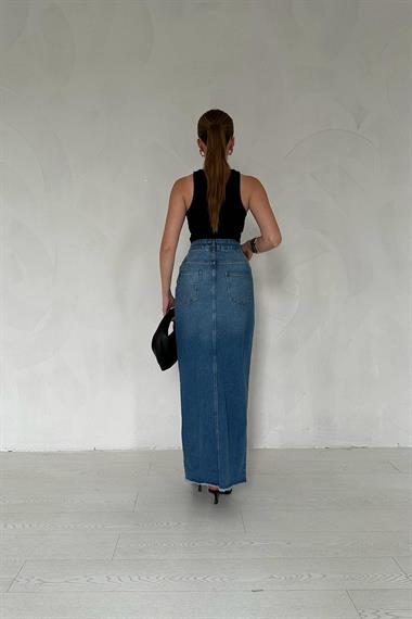 Önü Yırtmaçlı Yüksek Bel Etek