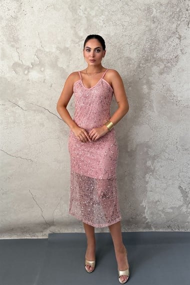 Pembe Askılı Elbise
