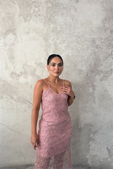 Pembe Askılı Elbise
