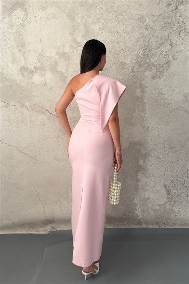 Pembe Volan Parçalı elbise