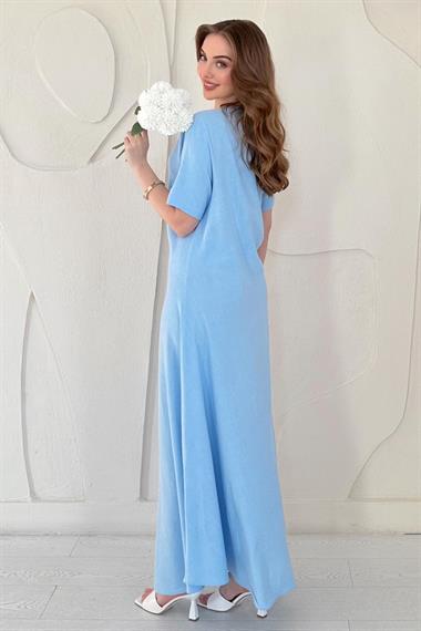 Pleated Crew Neck Dress