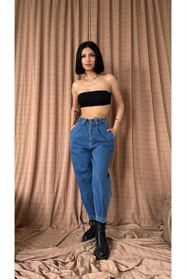 Mavi Pileli Jeans Pantolon