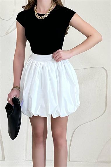 Beyaz Poplin Balon Etek