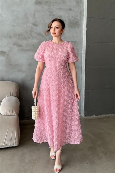 Pudra Güllü Elbise