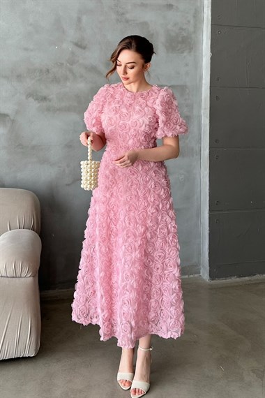 Pudra Güllü Elbise