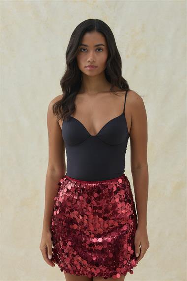 Pul Payet Detaylı Mini Etek