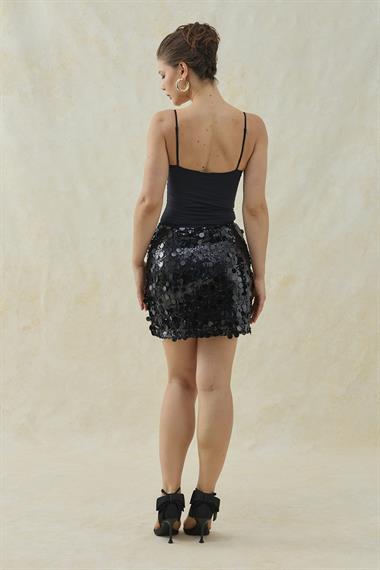 Pul Payet Detaylı Mini Etek