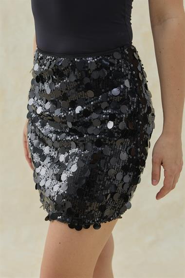 Pul Payet Detaylı Mini Etek