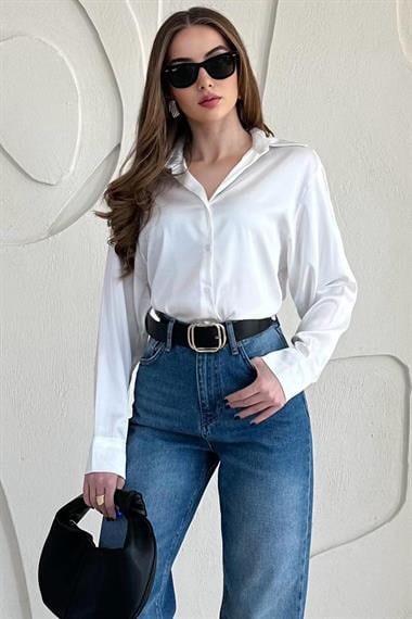 Beyaz Saten Gömlek
