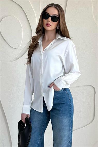 Beyaz Saten Gömlek