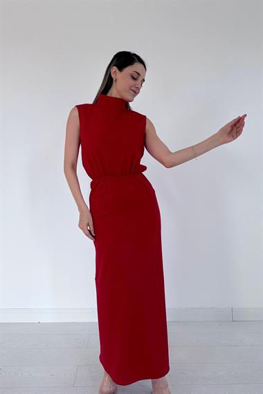Kırmızı Sıfır Kol Elbise