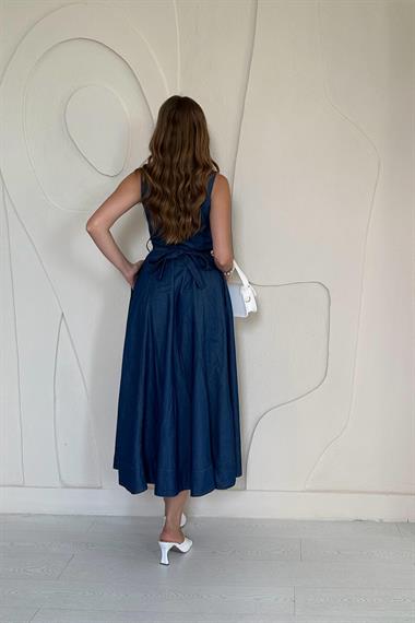 Mavi Sıfır Kol Tensel Elbise