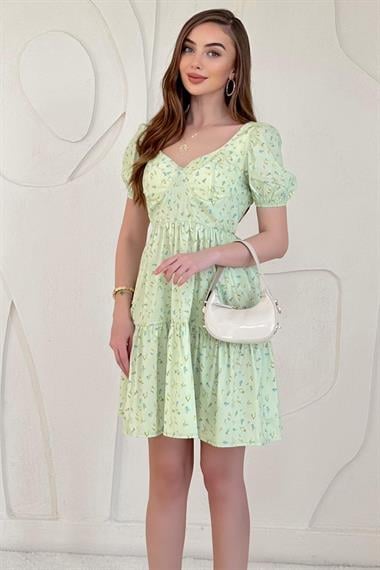 Mint Sırt Dekolteli Elbise