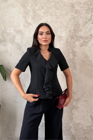 Siyah Önü Agraflı Ceket