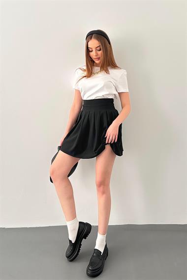 Siyah Pilikaşe Mini Etek