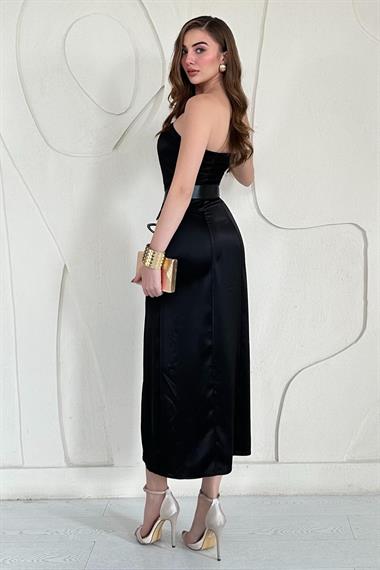 Straplez Saten Elbise